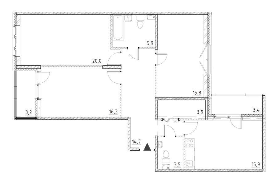3-комнатная квартира 99.1 м², 2/12 эт., ЖК «Квартал Che»